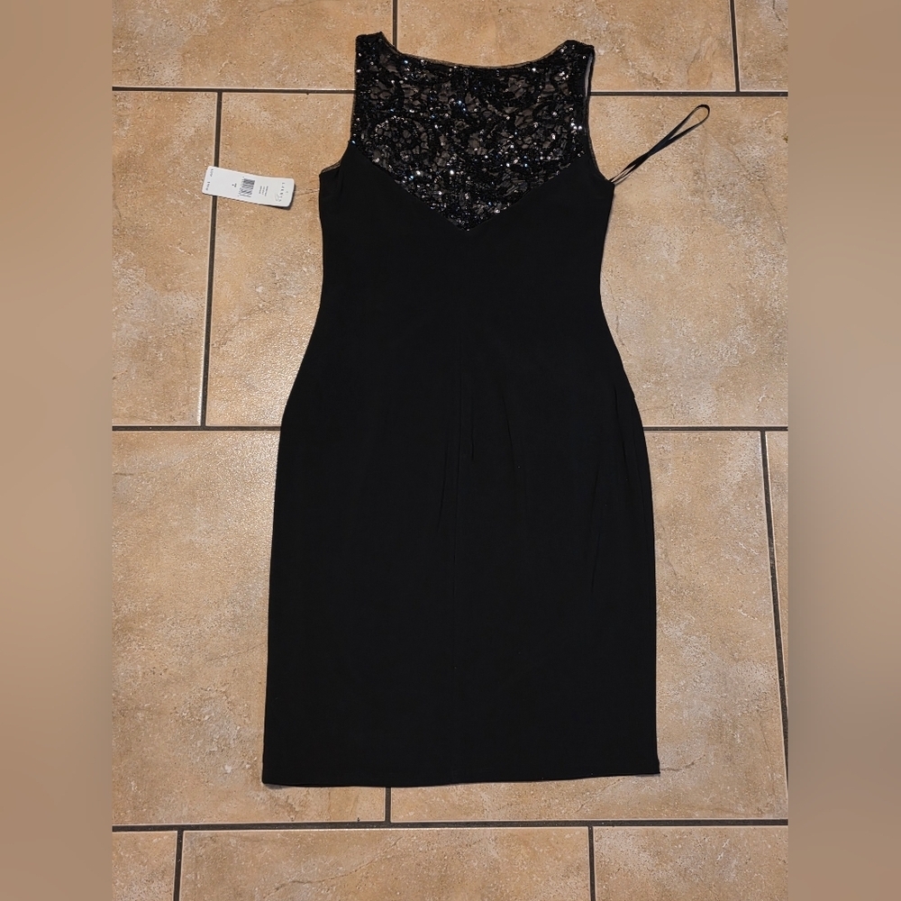 Ralph Lauren Black Sequin Yoke Midi Dress - Picture 4 of 9